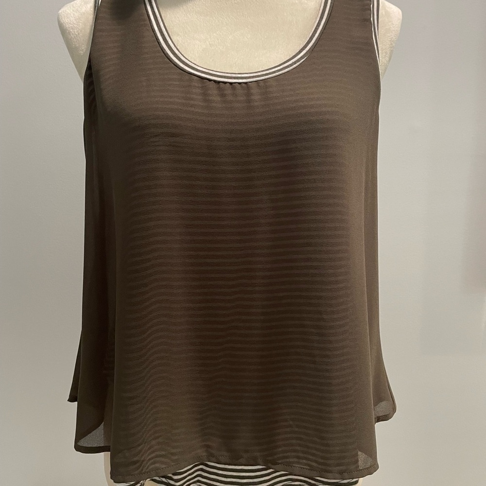 Bobeau Olive Green Sleeveless Top with Relaxed Fit